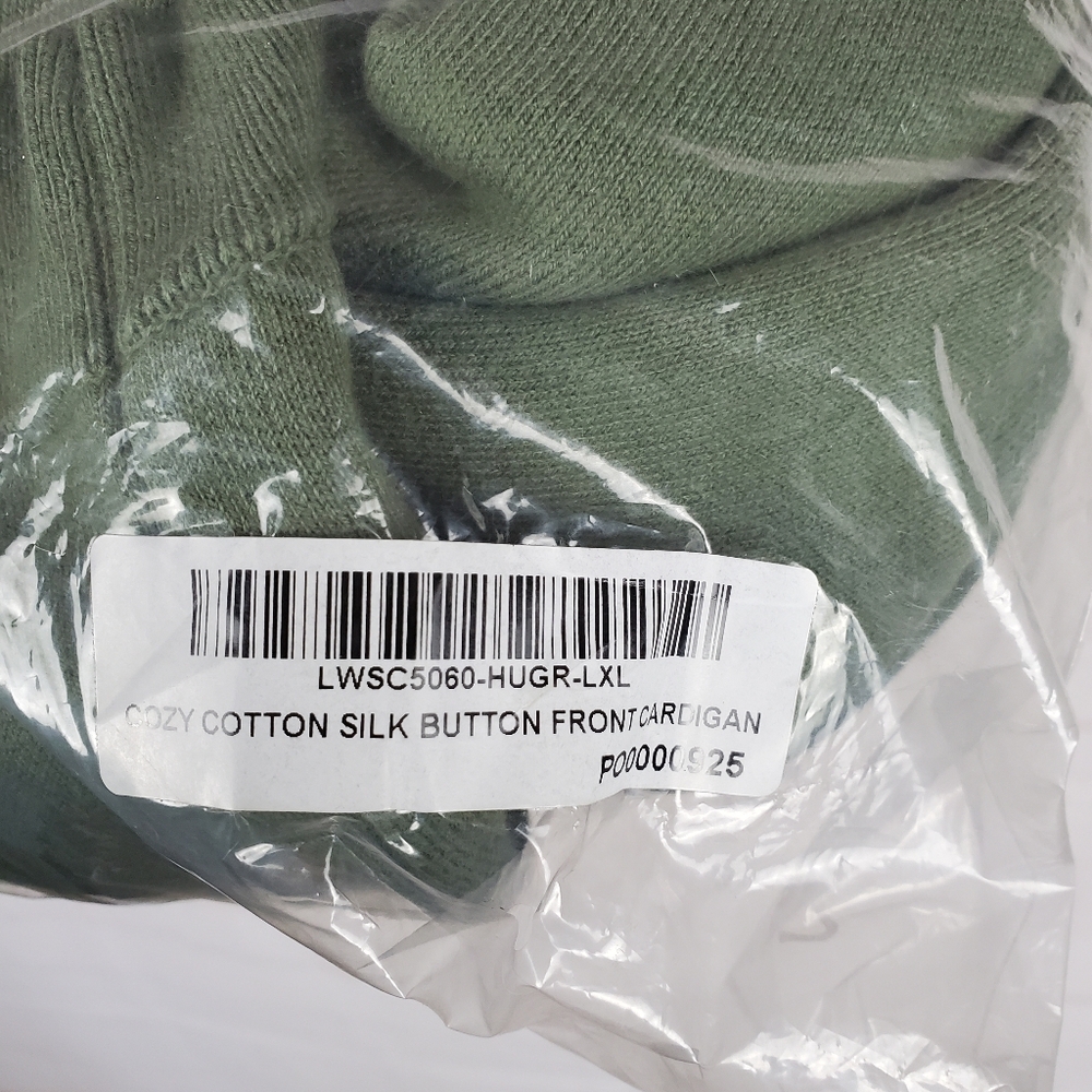 NEW Lunya Cozy Cotton Silk Button Front Cardigan L/XL Humble Green Oversized - Picture 6 of 15